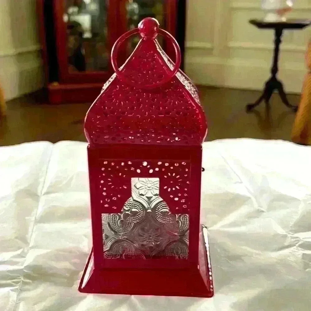 Handmade Small Metal and Etched Glass Tea Light Hanging Lantern in Class…